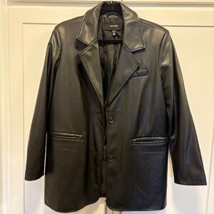 Oversized Black Faux Leather Jacket